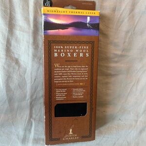 Justin Charles Merino Wool Boxers XXL NWT Thermal Base Layer Underwear